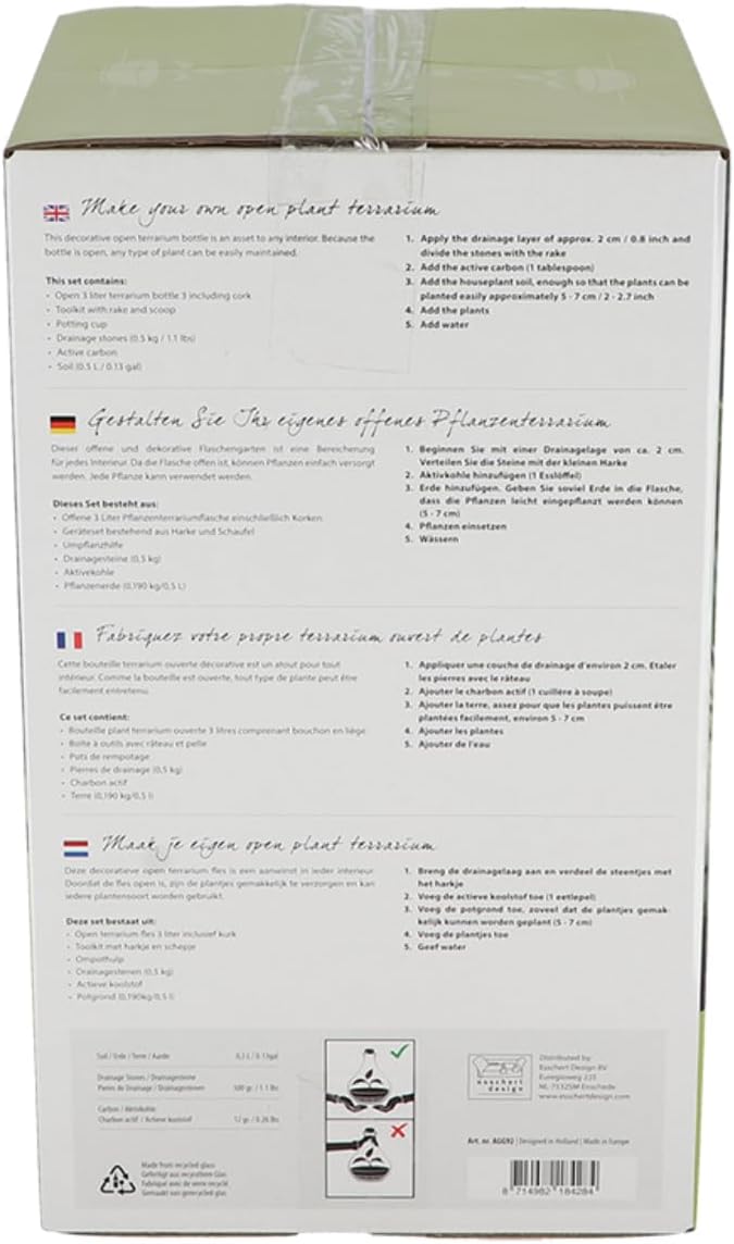 Esschert Design Terrario Aperto in Vetro – Vaso Decorativo per Composizioni Secche (Capacità 3 Litri) Esschert Design