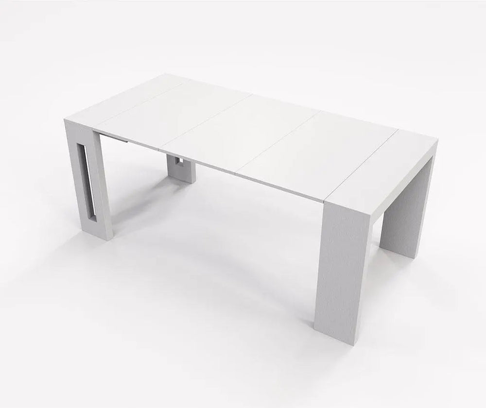 TERRANEO Tavolo Consolle Allungabile e Trasformabile – Tavolo da Pranzo Estensibile Salvaspazio in Finitura Bianco Opaco/Lucido Terraneo