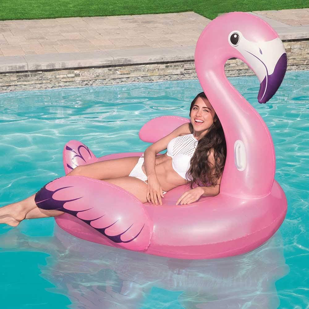 BESTWAY Fenicottero Gonfiabile Luxury (173x170 cm) – Maxi Cavalcabile da Piscina con Maniglie Rinforzate per Adulti e Bambini Bestway
