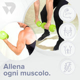 BILDER BLDNEODUMBG5 Coppia Manubri Esagonali in Neoprene Verdi 5 kg (2 x 5 kg) - (21 x 10 x 10 cm)