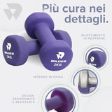 BILDER Coppia Manubri Esagonali in Neoprene 2 kg (2 x 2 kg) - (17 x 7 x 7 cm)