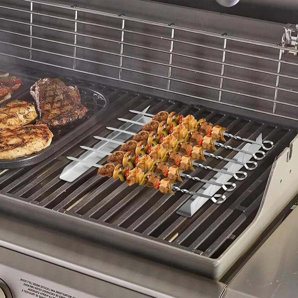 WEBER (Compatibile) Porta Spiedini e Kebab in Acciaio Inox – Supporto Alzato e Riutilizzabile per Cottura Uniforme sul Grill Generico