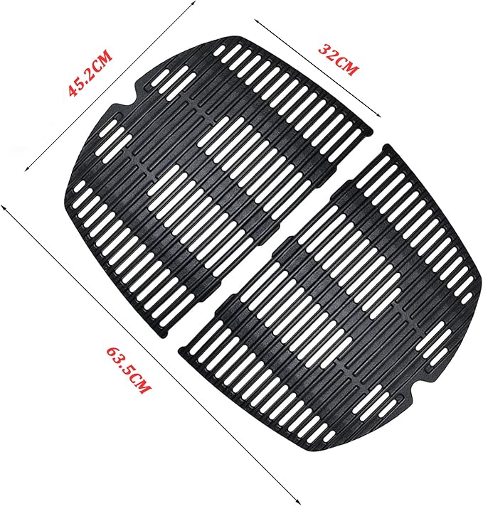WEBER (Ricambio Compatibile) Set Griglie di Cottura in Ghisa (63.5 x 45.2 cm) – Ricambio Sostitutivo per Barbecue a Gas Serie Q 300, Q 3000 e Simili Weber