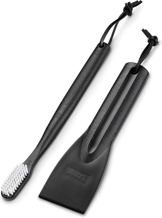 WEBER Set Professionale di Pulizia 2-in-1 per Bruciatori e Camere Grill – Raschietto/Spatola e Mini Spazzola per Manutenzione Profonda (Art. 6202) Weber