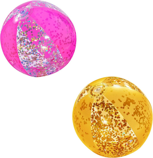 BESTWAY Pallone da Spiaggia Glitter Fusion da 41 cm – Design Trasparente con Paillettes Scintillanti (Oro o Rosa) per Piscina e Mare Bestway