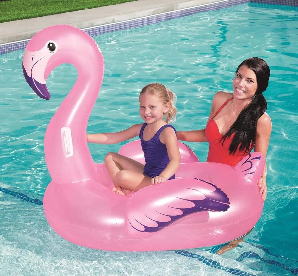 BESTWAY Cavalcabile Fenicottero (127x127 cm) – Galleggiante Compatto con Maniglie, Ideale per Bambini e Piscine Medie Bestway