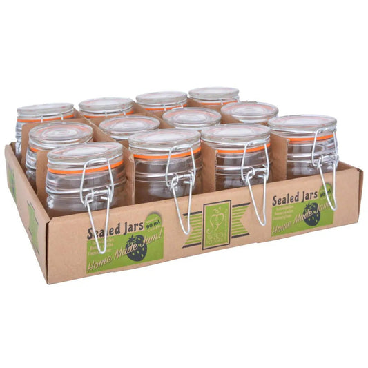 Esschert Design Set 6 Barattoli in Vetro Grandi con Tappo Flip-Top – Imballo Multiplo per Conservazione Ermetica Esschert Design