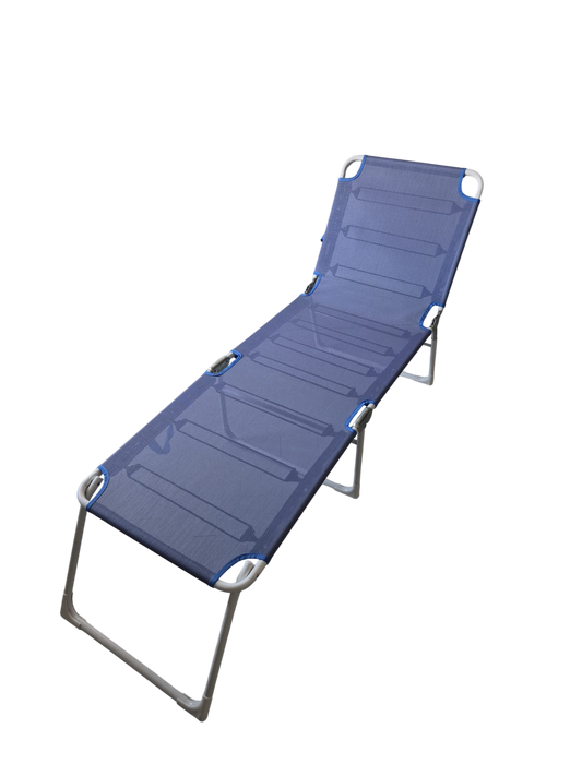 Fiam AMIGO 40 Lettino Tripartito Alto Alluminio Bianco e Blu