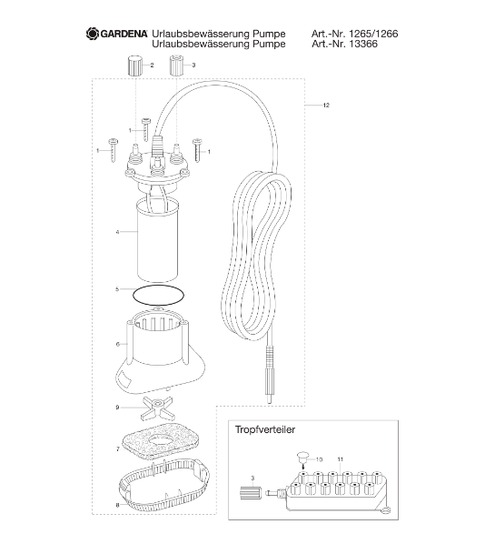 Set Irrigazione per Vacanze GARDENA con Serbatoio - Art. 1266-20 Gardena