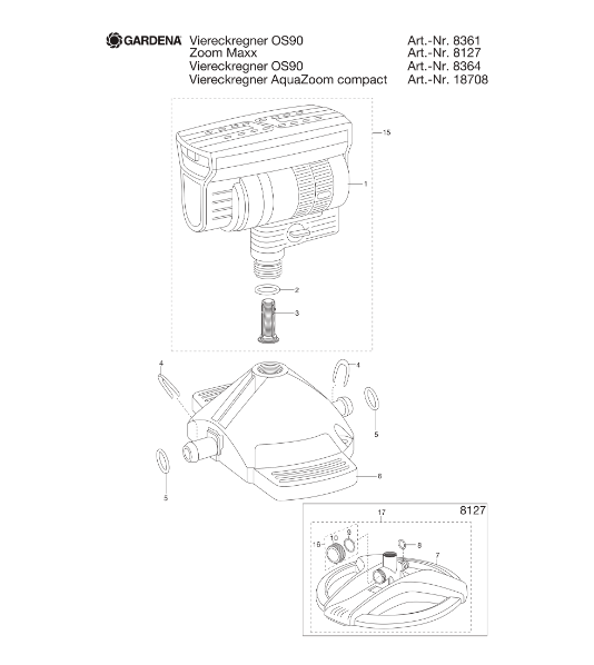 Irrigatore oscillante GARDENA OS 90 da 1 a 90 m² - Art. 8361-20 Gardena