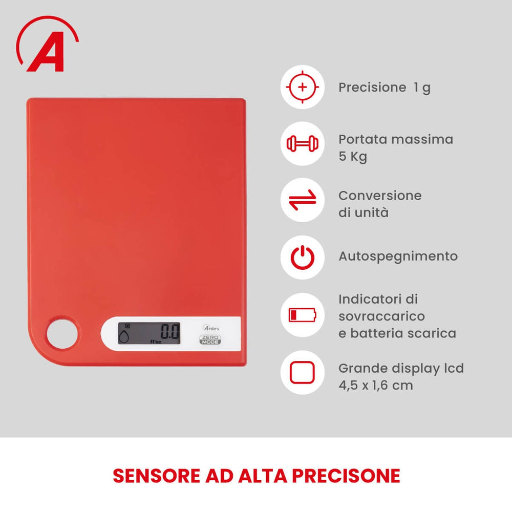 Bilancia da Cucina Elettronica RAL AR1PA1/R – Precisione e Praticità per Misurazioni Accurate | Ardes Ardes
