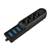PP0401.2 - Presa Multipla 250 V~ 6 Posti (3 Bivalenti + 3 Tedesche/Italiane) - Colore Nero