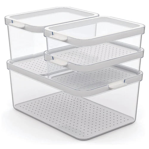 Set 4 Organizzatori Frigo CAUMA Rotho (2x1,2l - 1x2,15l - 1x4,65l) - Stokkisti In Brescia