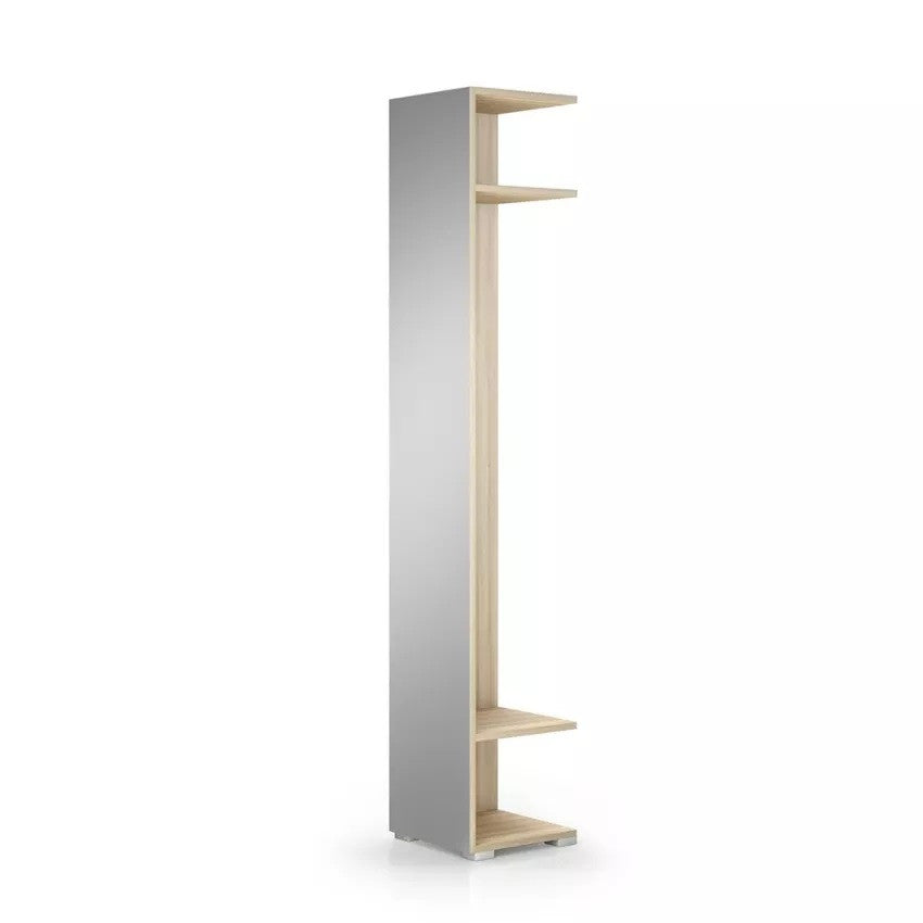 TERRANEO Colonna a Specchio con 2 Ganci Appendiabiti – Soluzione Multifunzione per Ingresso (Finitura Olmo) Terraneo