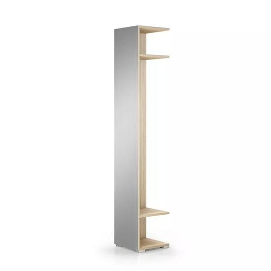 TERRANEO Colonna a Specchio con 2 Ganci Appendiabiti – Soluzione Multifunzione per Ingresso (Finitura Olmo) Terraneo