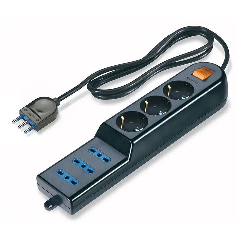 Presa Multipla 2P+T 16A (S17) Nera con 3 Prese 2P+T 16A (P17/11) e 3 Prese 2P+T 16A (P30) – Alta Qualità Professionale | Polypool Stokkisti In Brescia