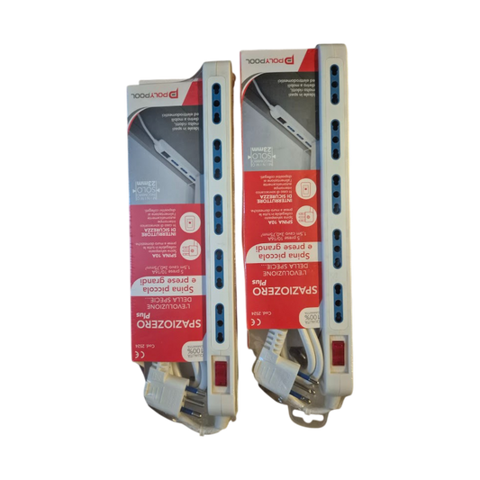 Multipresa 5 Posti Salvaspazio PolyPool – Bianca con Interruttore Larghezza 23 mm Polypool