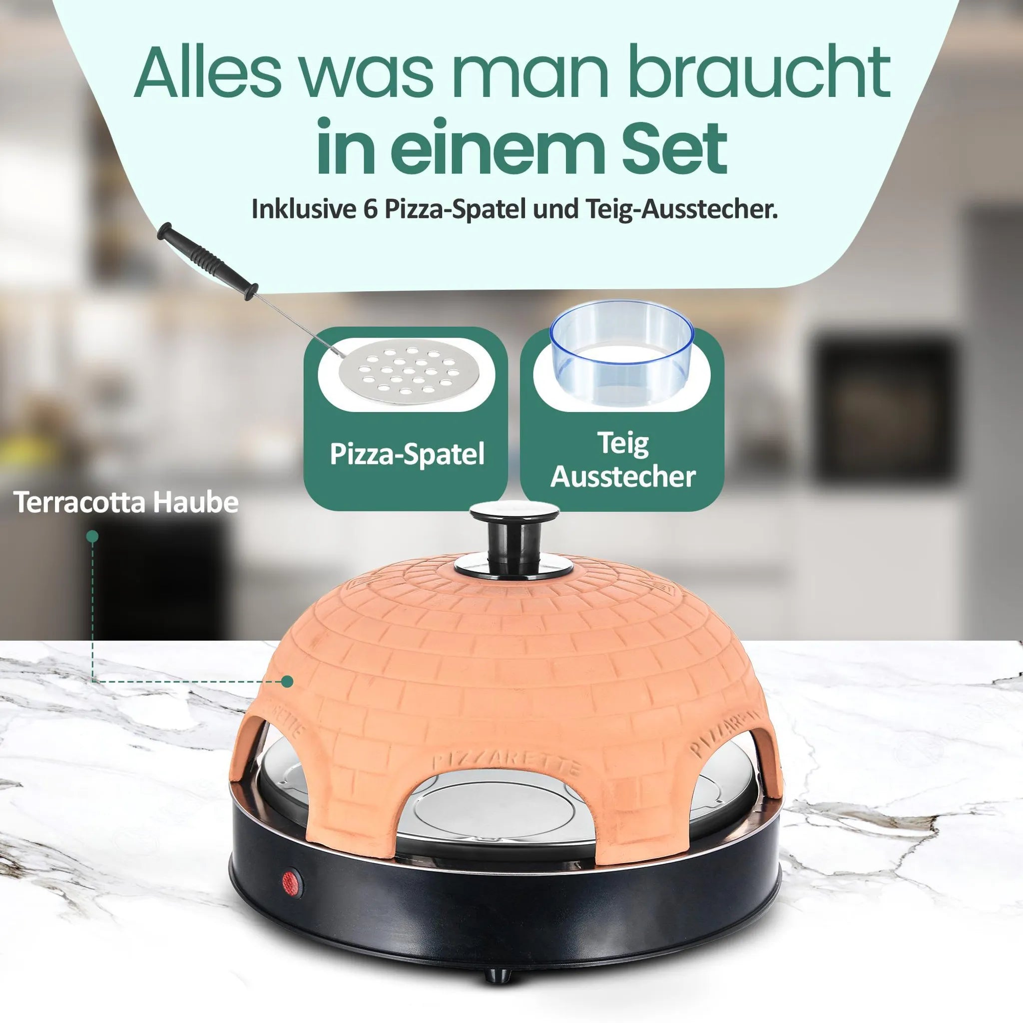 Forno Pizza Emerio PO-115984 con Cupola in Terracotta - 6 Persone
