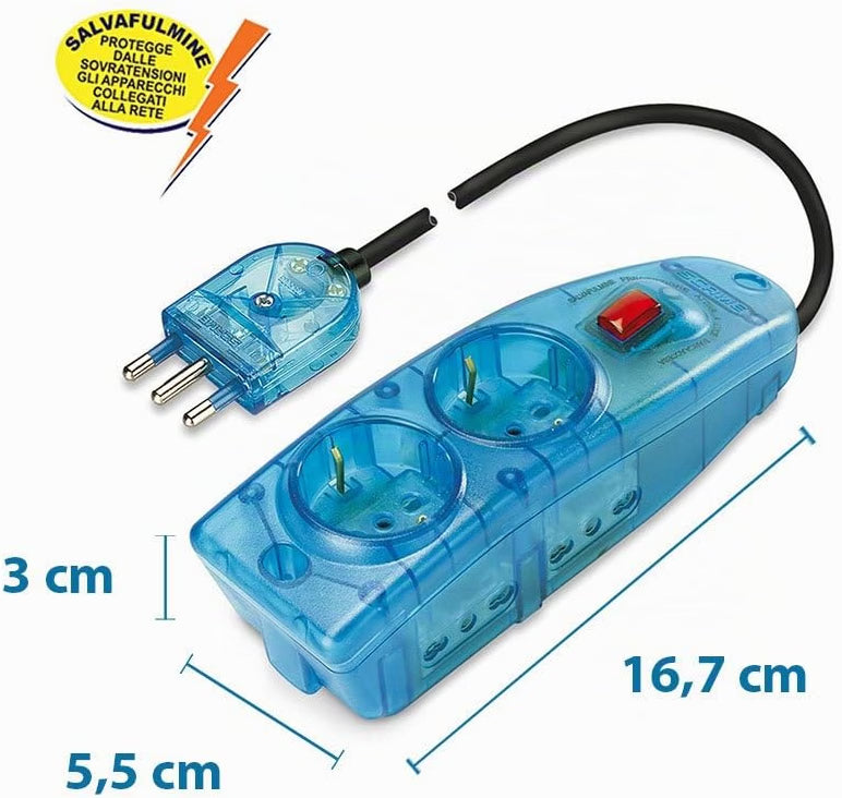 Poly Pool PP0749S Presa Multipla Compatta 4 Posti con Interruttore e Protezione Sovratensioni (Surge Protection)