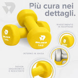 BILDER Coppia Manubri Esagonali in Neoprene 1 kg (2 x 1 kg) - (14 x 6 x 6 cm)