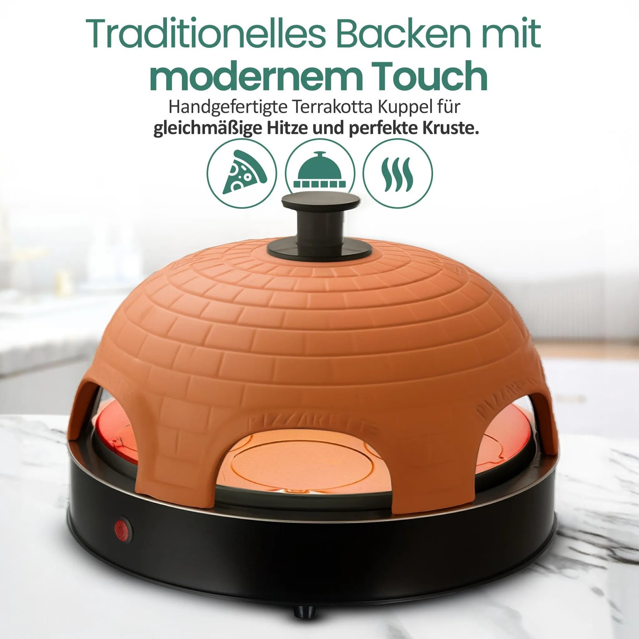 Forno Pizza Emerio PO-115984 con Cupola in Terracotta - 6 Persone