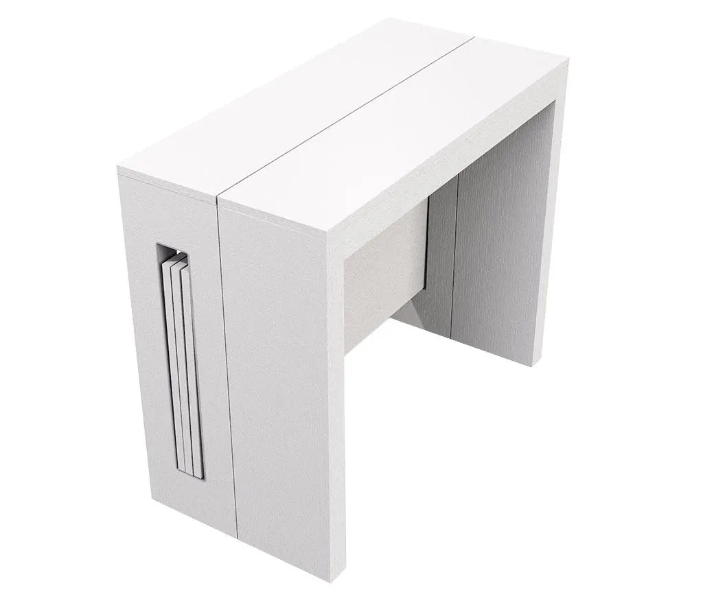 TERRANEO Tavolo Consolle Allungabile e Trasformabile – Tavolo da Pranzo Estensibile Salvaspazio in Finitura Bianco Opaco/Lucido Terraneo