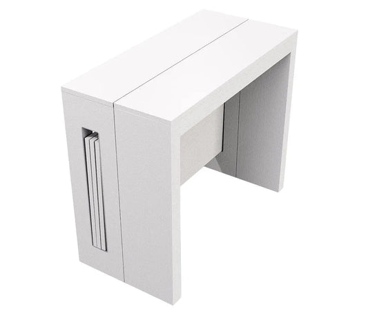 TERRANEO Tavolo Consolle Allungabile e Trasformabile – Tavolo da Pranzo Estensibile Salvaspazio in Finitura Bianco Opaco/Lucido Terraneo