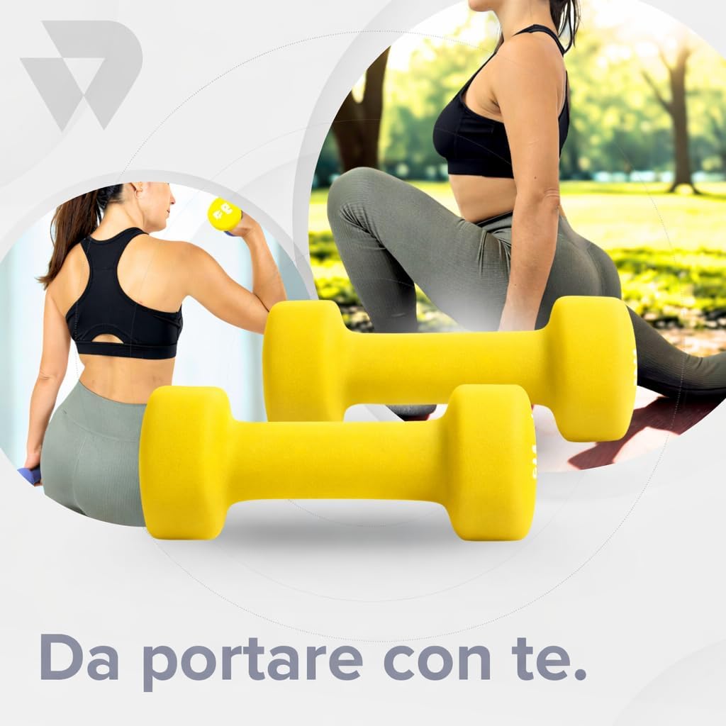 BILDER Coppia Manubri Esagonali in Neoprene 1 kg (2 x 1 kg) - (14 x 6 x 6 cm)