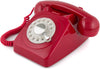 GPO Retro 746 Rotary Red – Telefono fisso vintage rosso con disco rotante