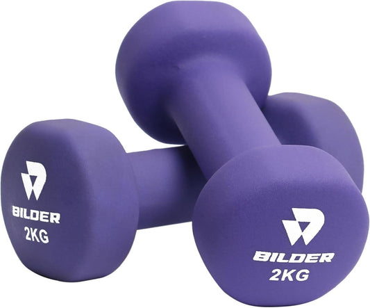 BILDER Coppia Manubri Esagonali in Neoprene 2 kg (2 x 2 kg) - (17 x 7 x 7 cm)