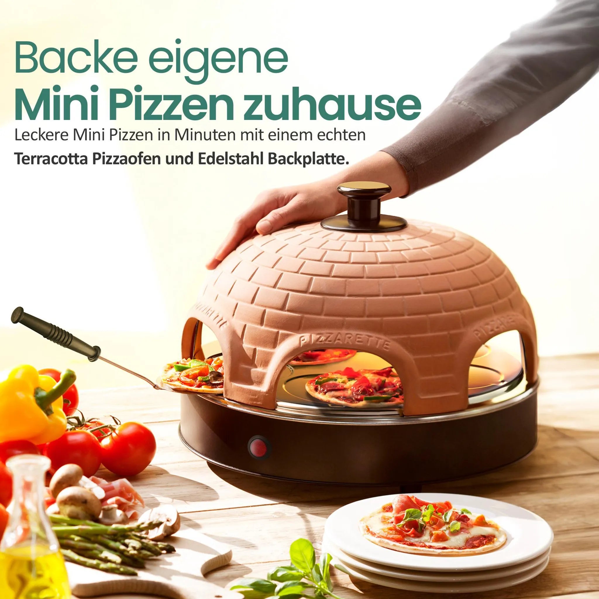 Forno Pizza Emerio PO-115984 con Cupola in Terracotta - 6 Persone