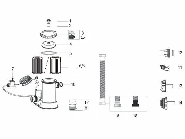 Bestway Set Ricambi Coperchio, Valvola di Sfiato e Guarnizione per Pompe Filtro Flowclear