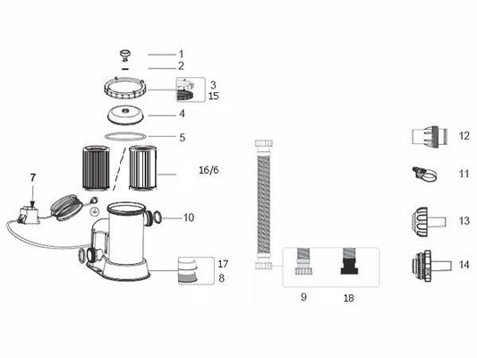 Bestway Set Ricambi Coperchio, Valvola di Sfiato e Guarnizione per Pompe Filtro Flowclear