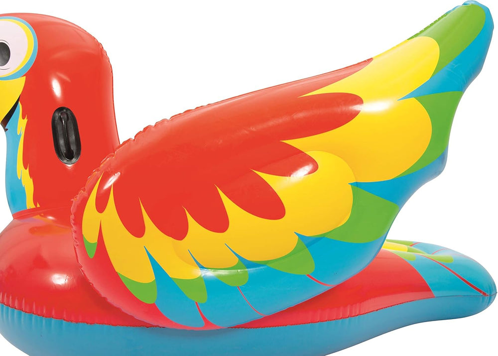 BESTWAY Pappagallo Gonfiabile Cavalcabile (203x132 cm) – Maxi Galleggiante Tropicale con Maniglie per Adulti e Bambini Bestway