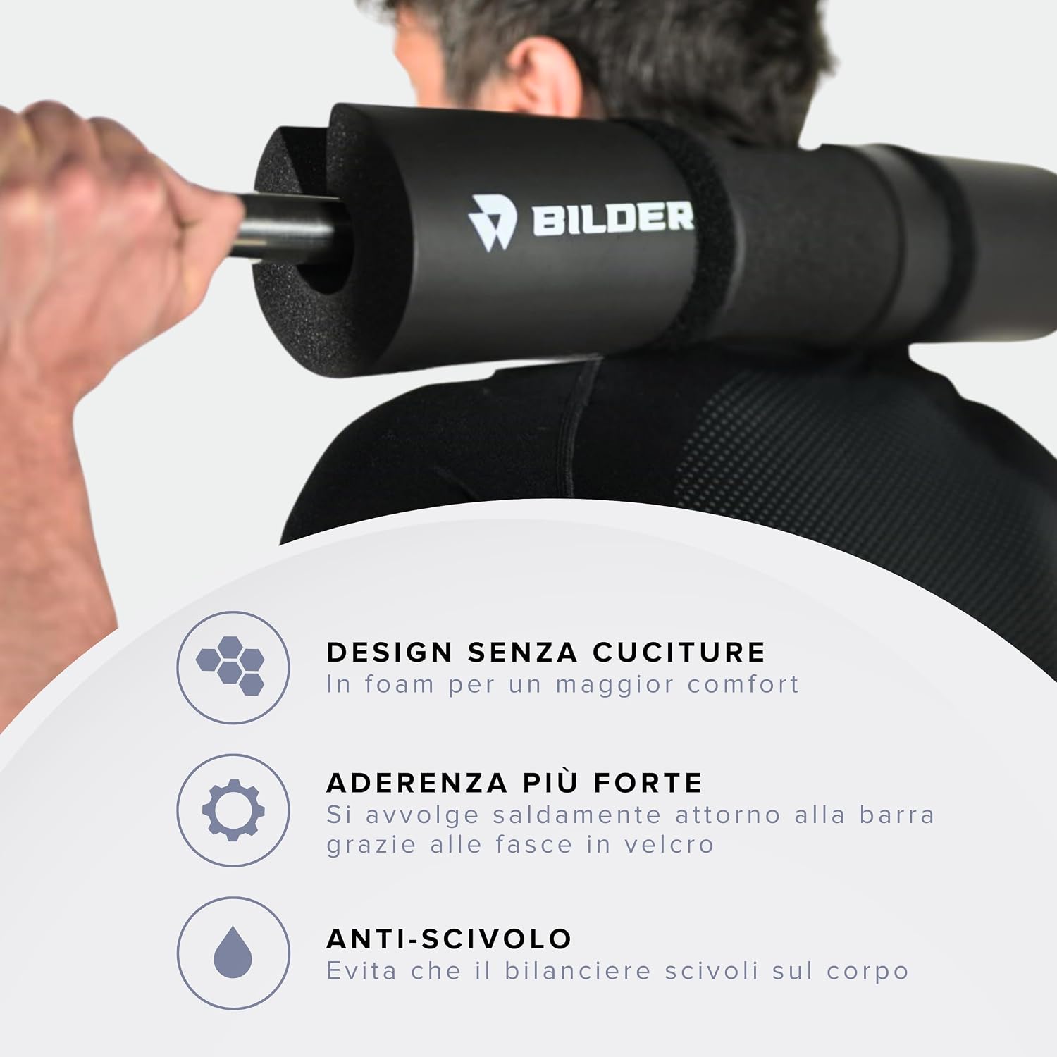 BILDER Barbell Pad Cuscino Bilanciere per Squat e Hip Thrust - 44 x 9 x 9 cm