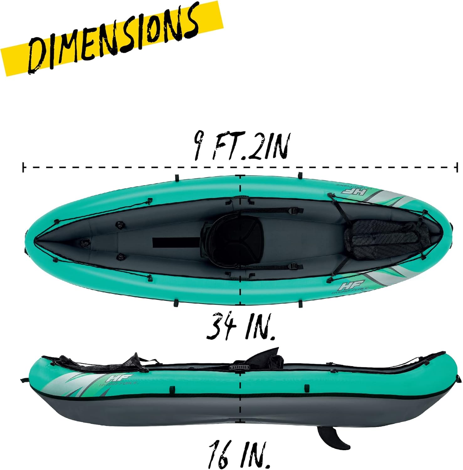 Hydroforce Ventura - Set Kayak Gonfiabile 330x86 cm con Pompa, Pagaia e Borsa