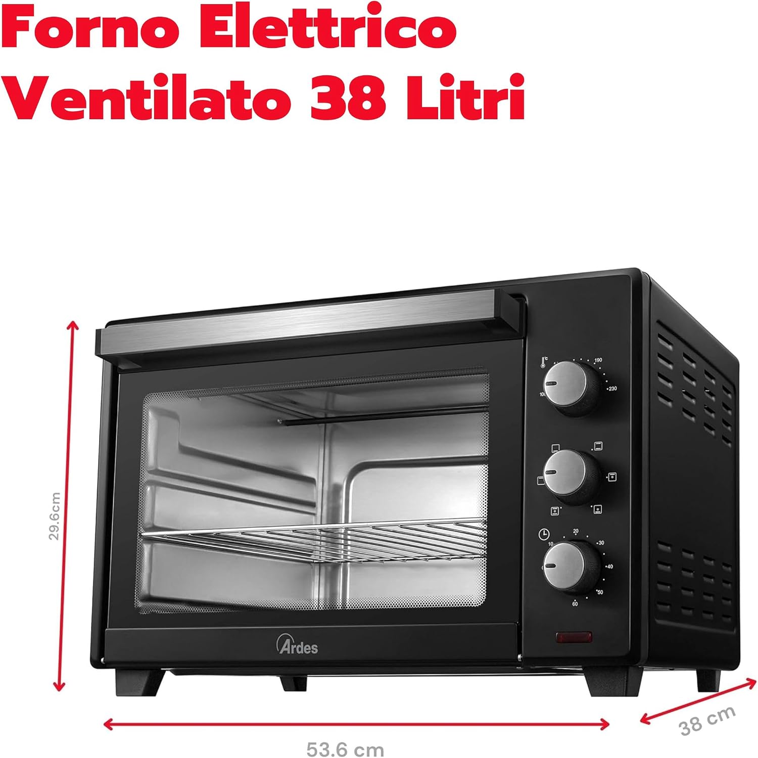 ARDES GUSTAVO DARK AR6238B – Forno Elettrico Ventilato 38 L, 1600 W