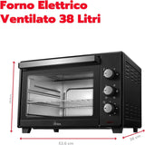 ARDES GUSTAVO DARK AR6238B – Forno Elettrico Ventilato 38 L, 1600 W