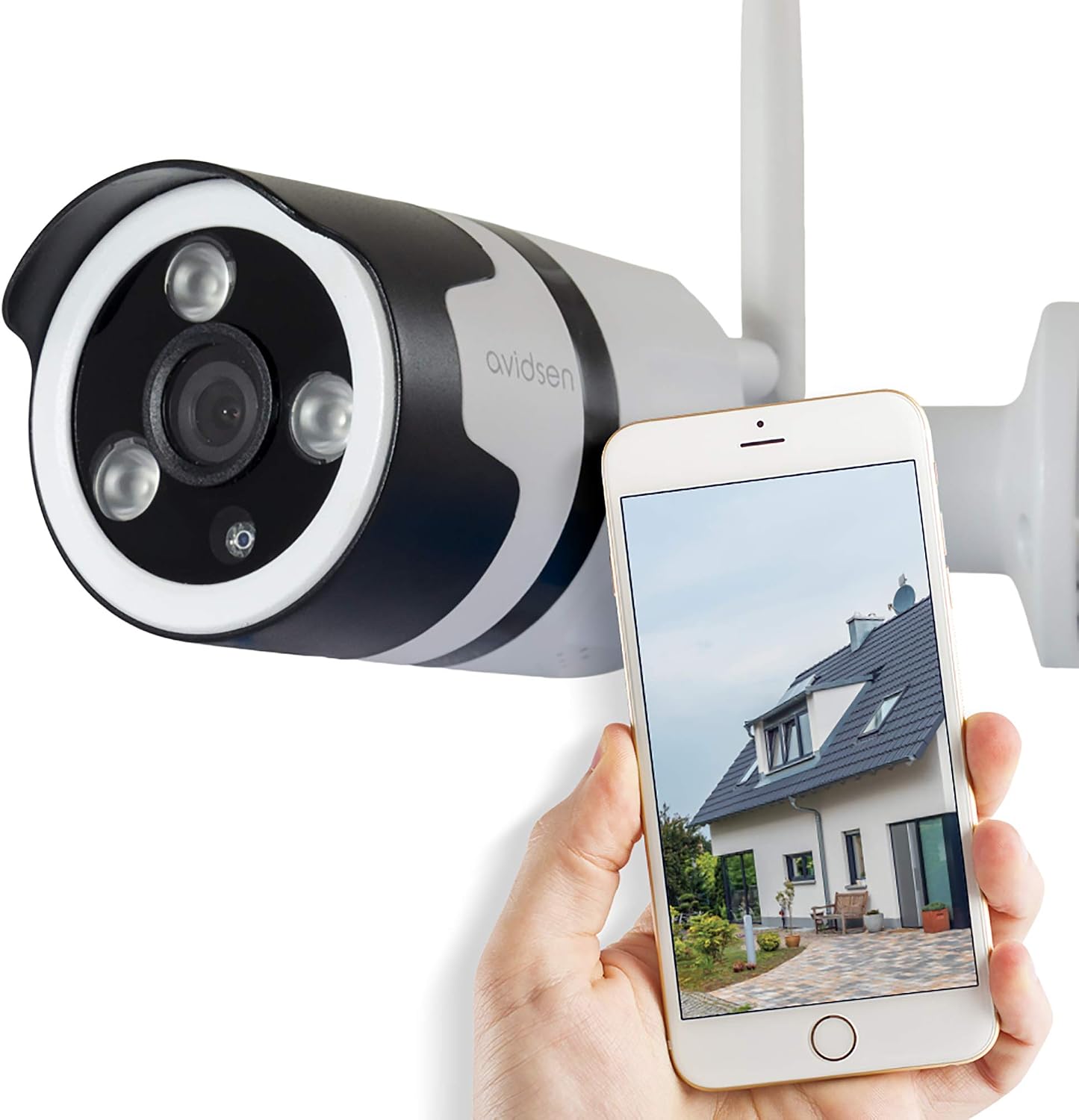 Avidsen Telecamera di Sorveglianza per Esterni IP WiFi 720P Protect Home - 123981 (18 x 8 x 8 cm)