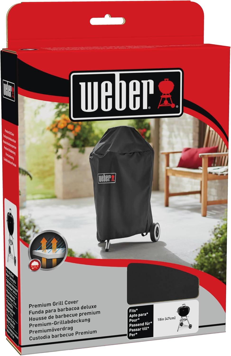 WEBER Custodia Premium (Art. 7141) – Telo Protettivo in Tessuto Traspirante Ø 47 cm per Barbecue a Carbone Kettle Weber