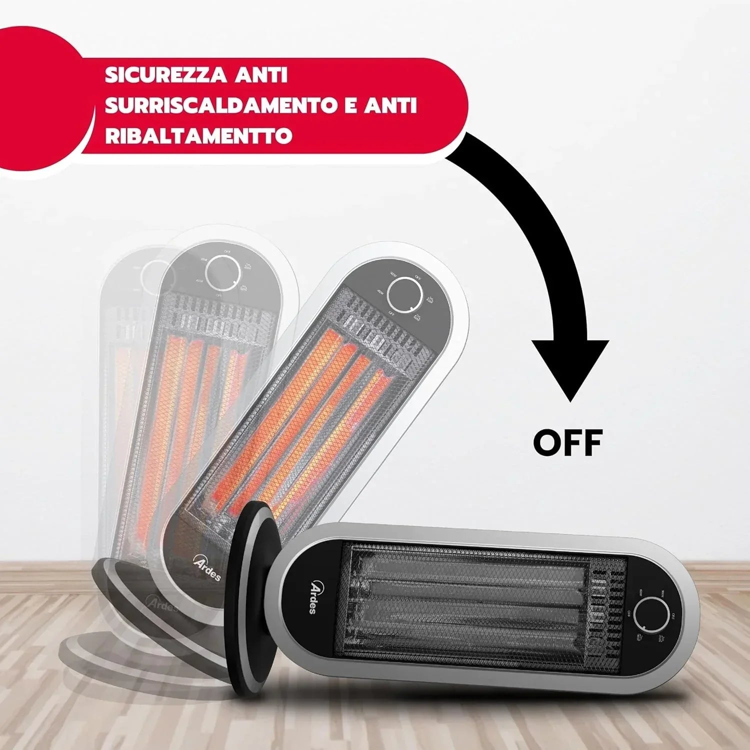 ARDES Stufa a Carbonio Oscillante – Modello TIZZO AR4B01 (900W) Ardes