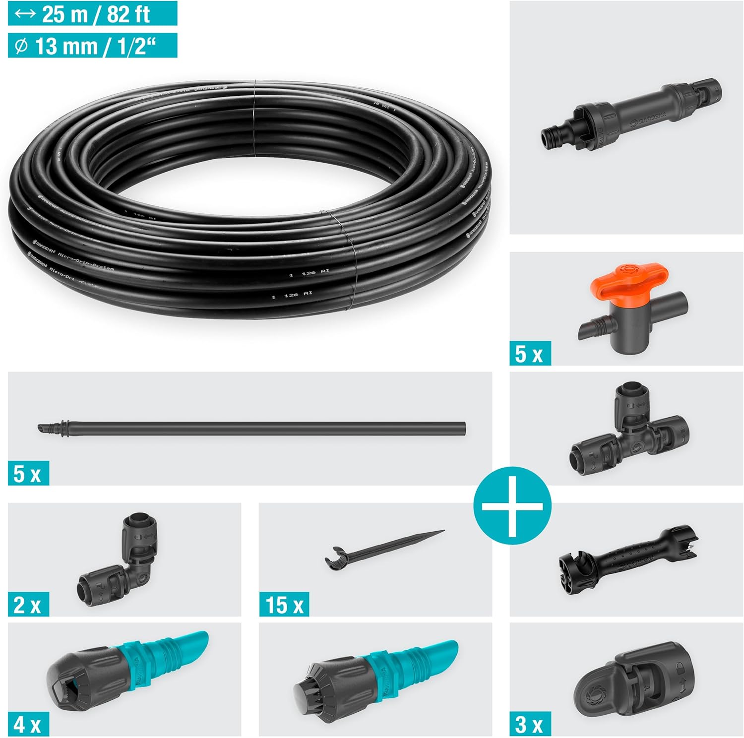Gardena Set Irrigazione per Orti e Aiuole Micro-Drip-System 13450-20 - Kit per Annaffiatura a Goccia Fino a 40 mq