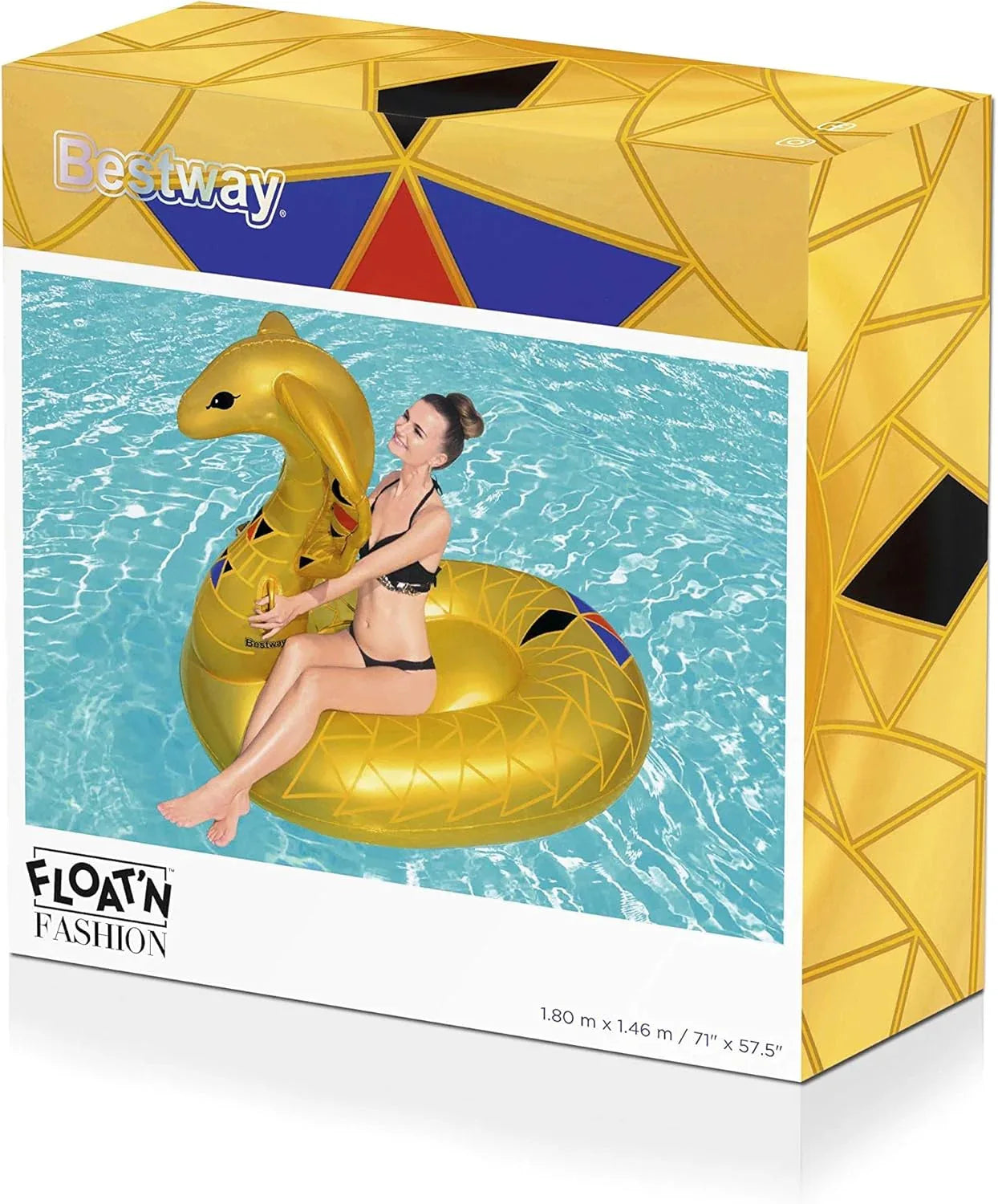 BESTWAY Isola Gonfiabile Cobra d'Oro (180x146 cm) – Materassino Cavalcabile a Tema Esotico e Lussuoso Bestway