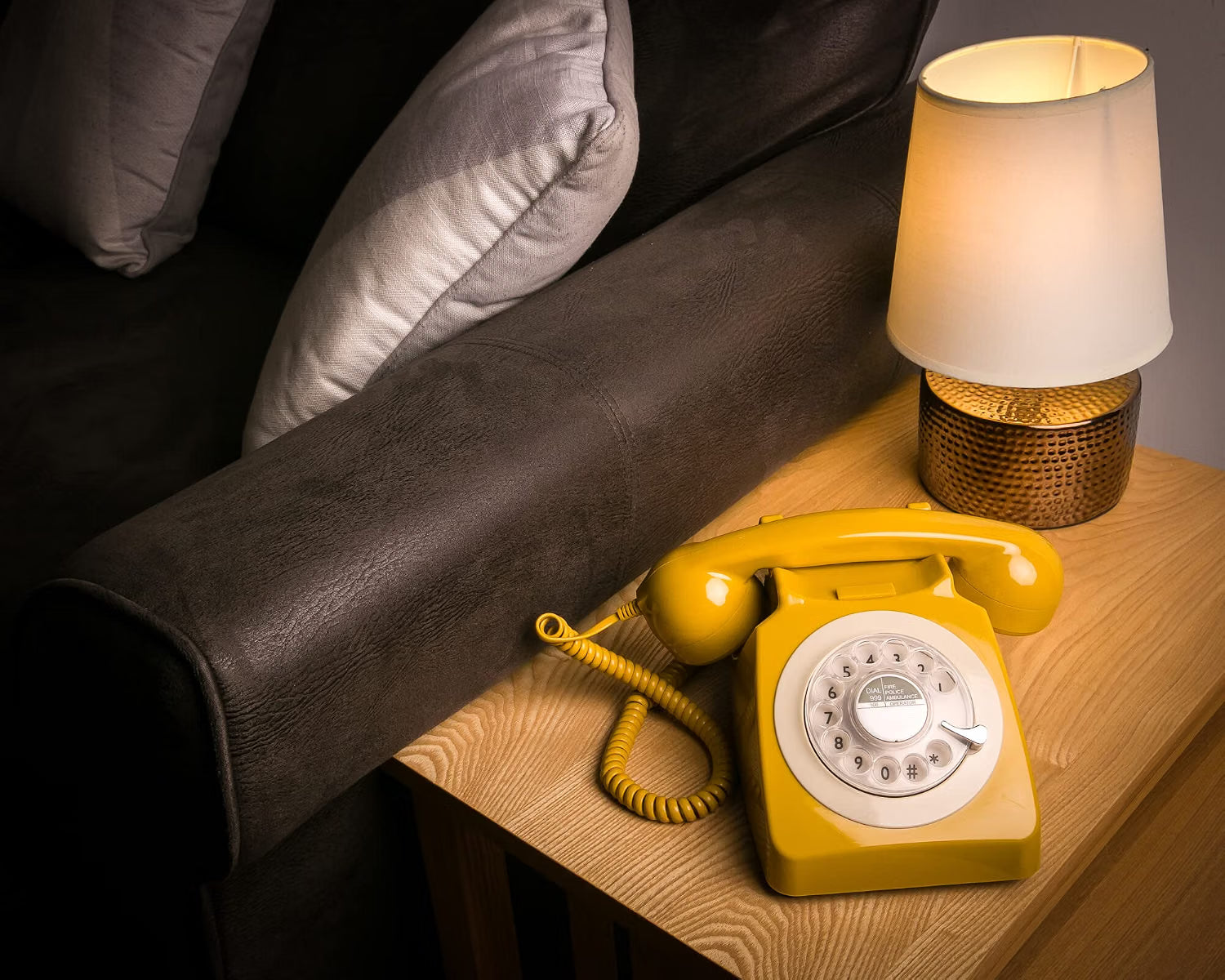 GPO Retro 746ROTARYMUS – Telefono fisso analogico retrò color senape