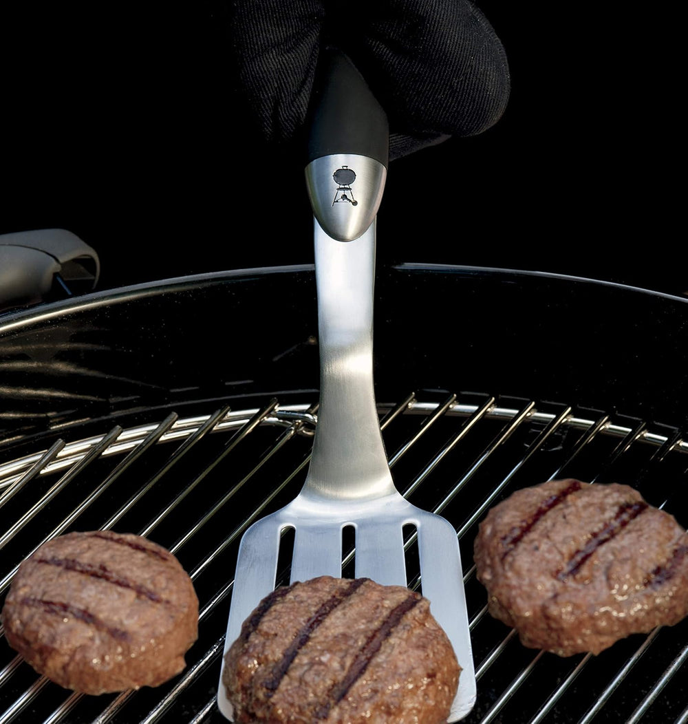 WEBER Paletta Giracarne Premium (46 cm) – Spatola Angolata in Acciaio Inox con Manico Ergonomico Antiscivolo (Art. 6620) Weber