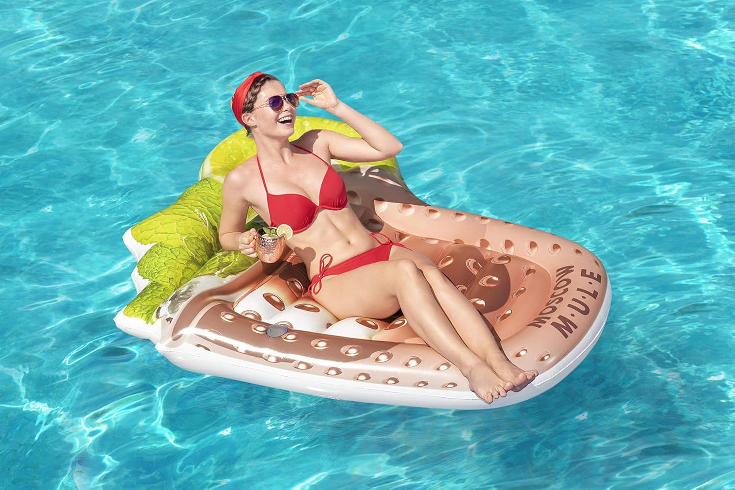 BESTWAY Materassino Gonfiabile Moscow Mule 3D (173x160 cm) – Maxigalleggiante a Forma di Cocktail Esclusivo per Feste in Piscina Bestway