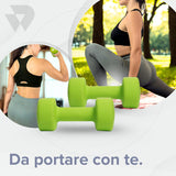BILDER BLDNEODUMBG5 Coppia Manubri Esagonali in Neoprene Verdi 5 kg (2 x 5 kg) - (21 x 10 x 10 cm)