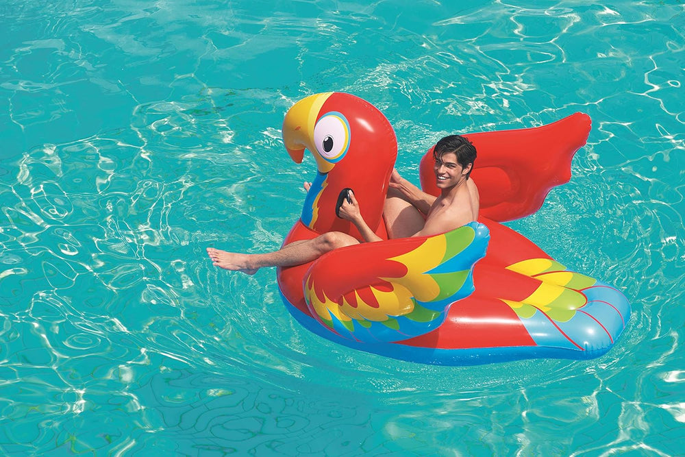 BESTWAY Pappagallo Gonfiabile Cavalcabile (203x132 cm) – Maxi Galleggiante Tropicale con Maniglie per Adulti e Bambini Bestway