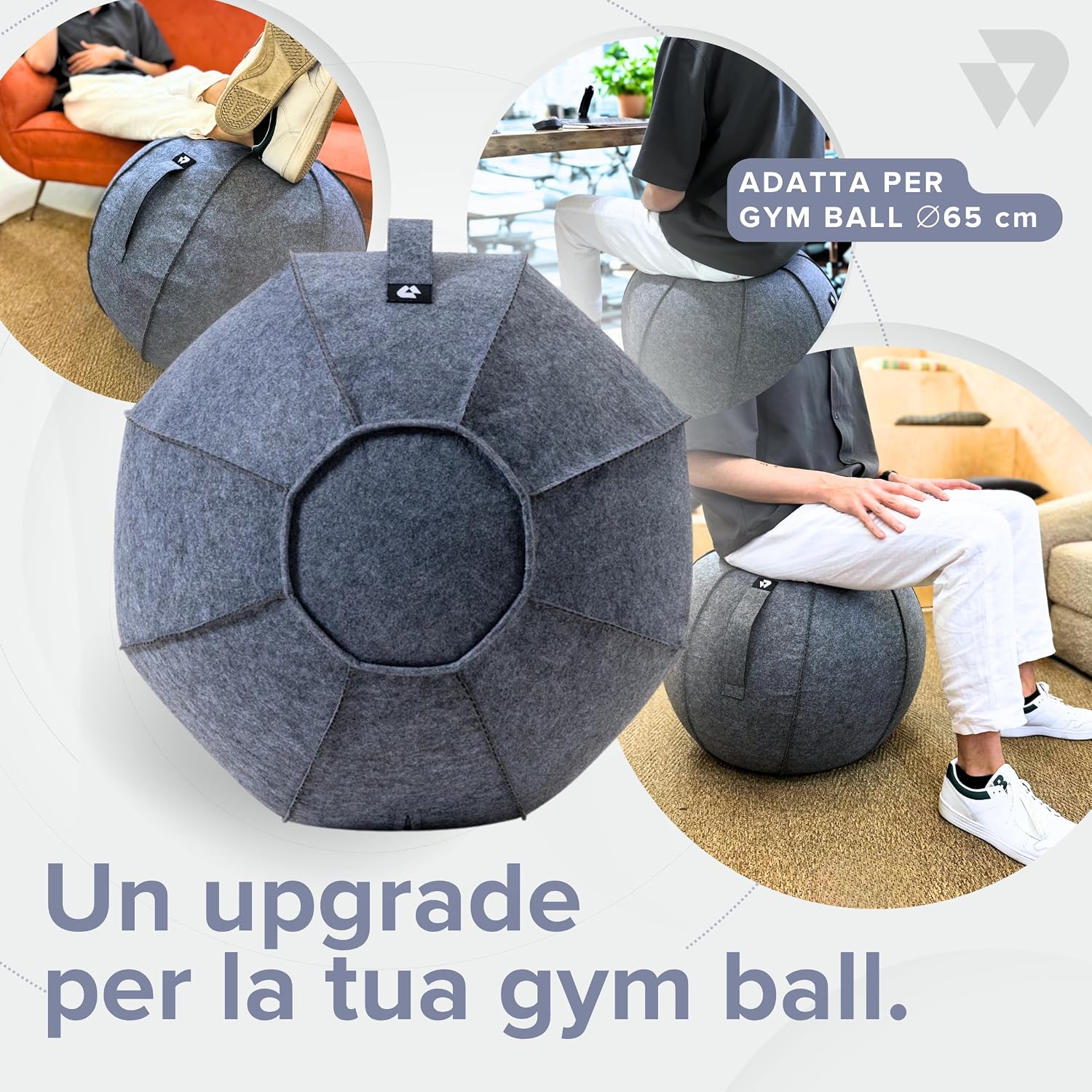 BILDER Cover per Palla Pilates e Fitness in Feltro di Lana per Gym Ball 65 cm - 65 x 65 x 65 cm