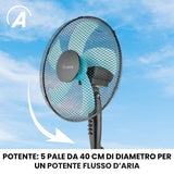 Ardes AR5ST40PN STEELO 40PN Ventilatore a Piantana 40 cm - Altezza Regolabile 100-120 cm